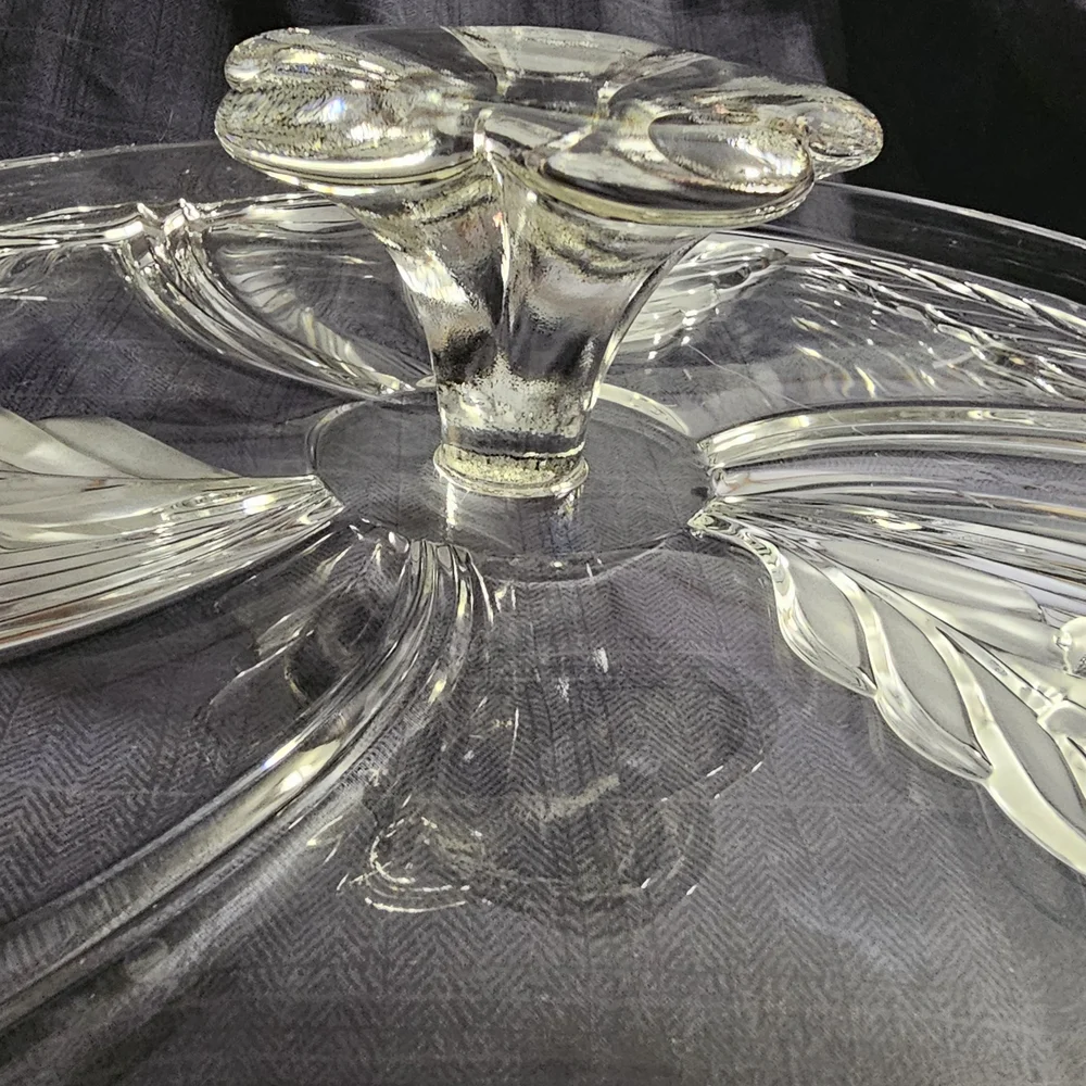Mikasa Clear Glass Floral Divided Serving Platter
